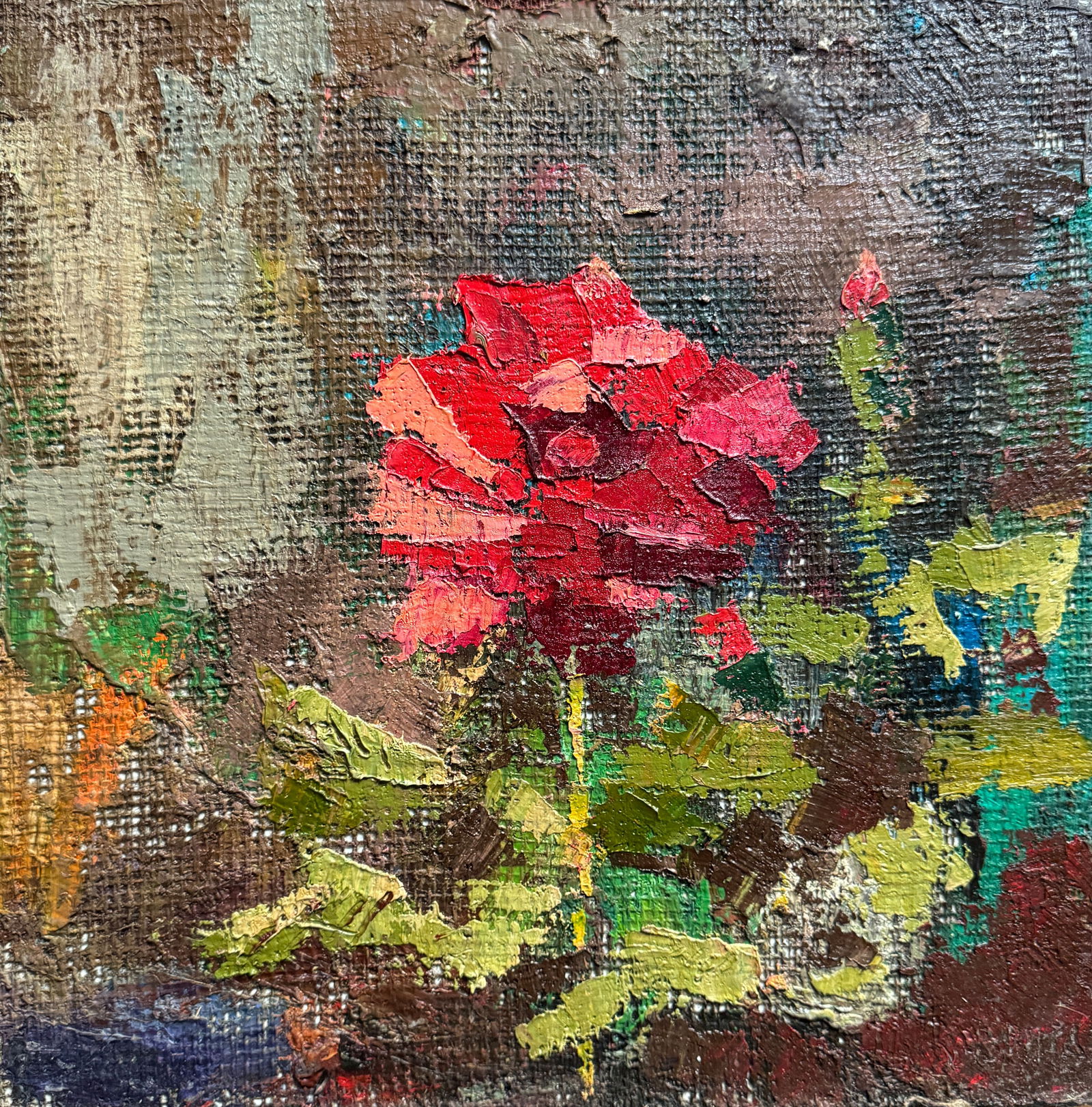 Oil painting flowers of the botanical garden K. Leonid: Title: Oil painting flowers of the botanical garden K. Leonid Description: 963KK Painter: K. Leonid Size: 40x40 cm/ 15.74x15.74 inches Components: oil, canvas, fiberboard Original painting