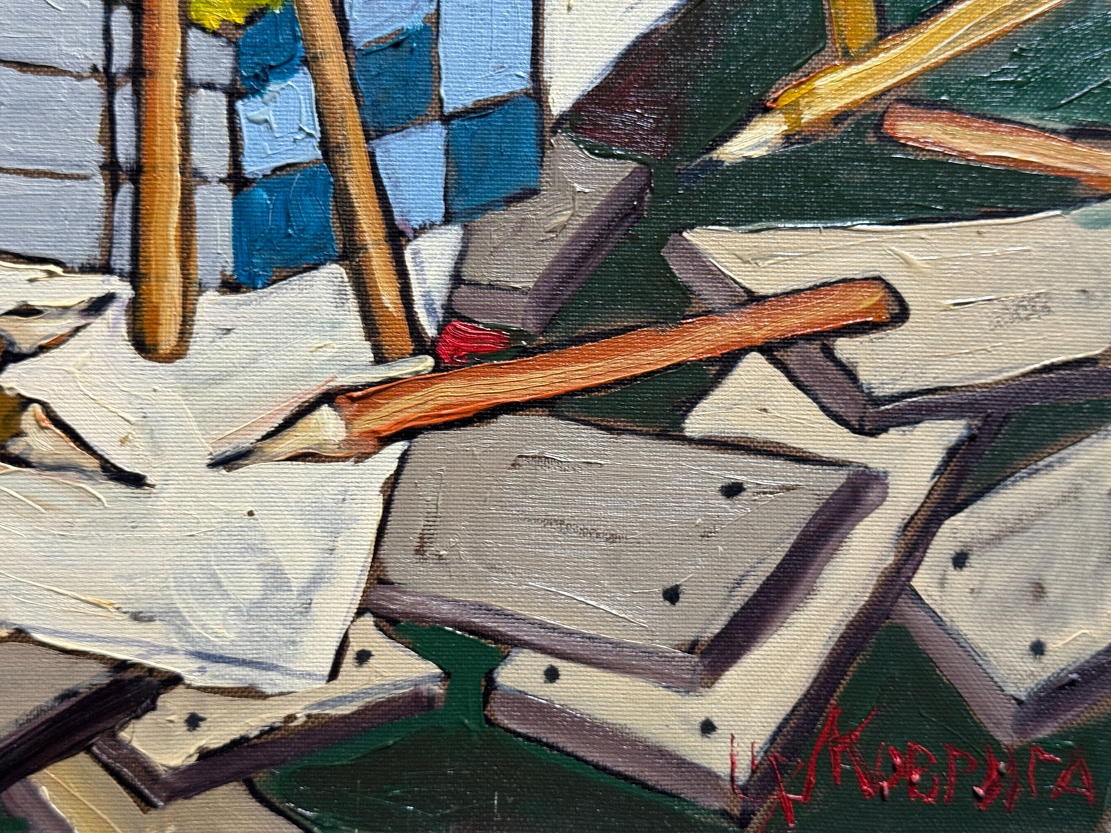 Oil painting with frame Rubik's Cube K. Leonid - 6