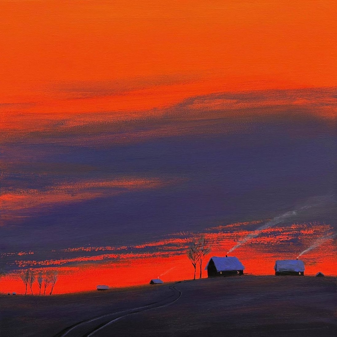 Acrylic painting Winter evening Igor Kutsenko (1 of 1)