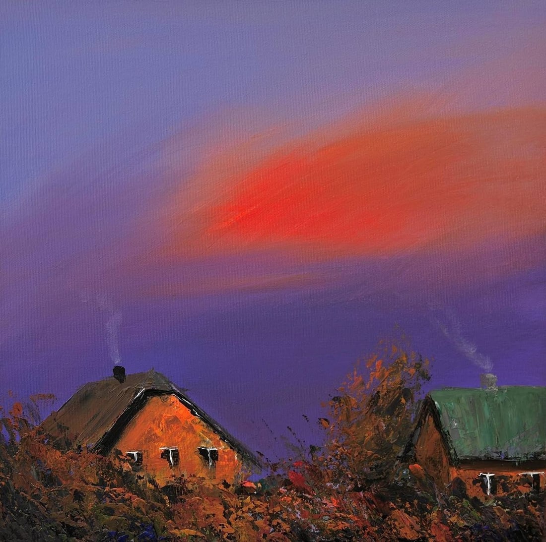 Acrylic painting Rainy autumn Igor Kutsenko: Title: Acrylic painting Rainy autumn Igor Kutsenko Description: 49Kut Painter: Igor Kutsenko Size: 40x40 cm/15,75x15,75 inches Components: Acrylic, canvas Original painting from our collection ERA: 20