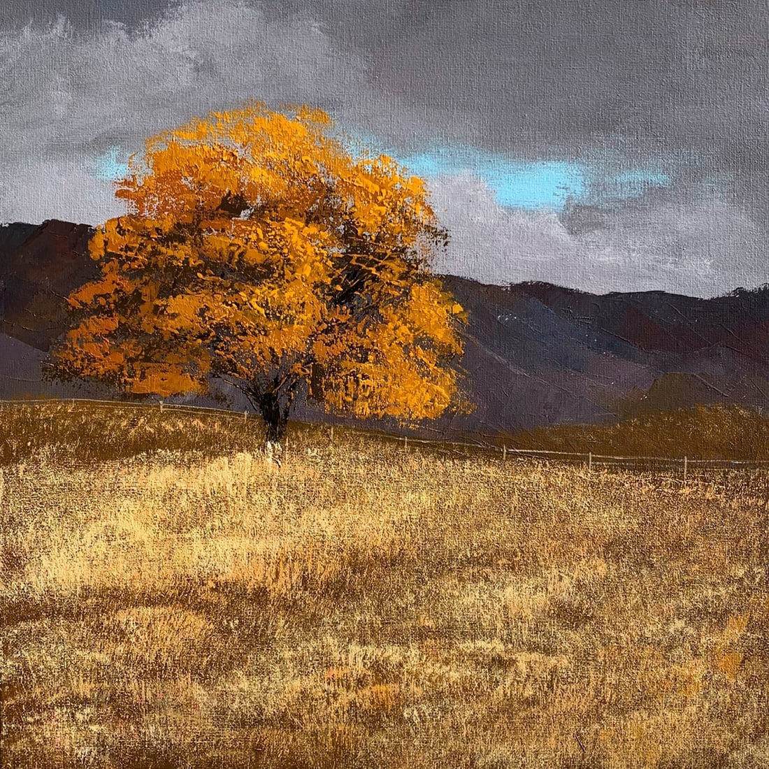 Oil painting Autumn tree Ukrainian painter: Title: Oil painting Autumn tree Ukrainian painter Description: 02Sh Painter: Ilona Sh. Size: 50x50 cm/ 19.7x19.7 inches Components: acrylic, canvas Original painting CONDITION: exellent ERA: 2025 ARTI