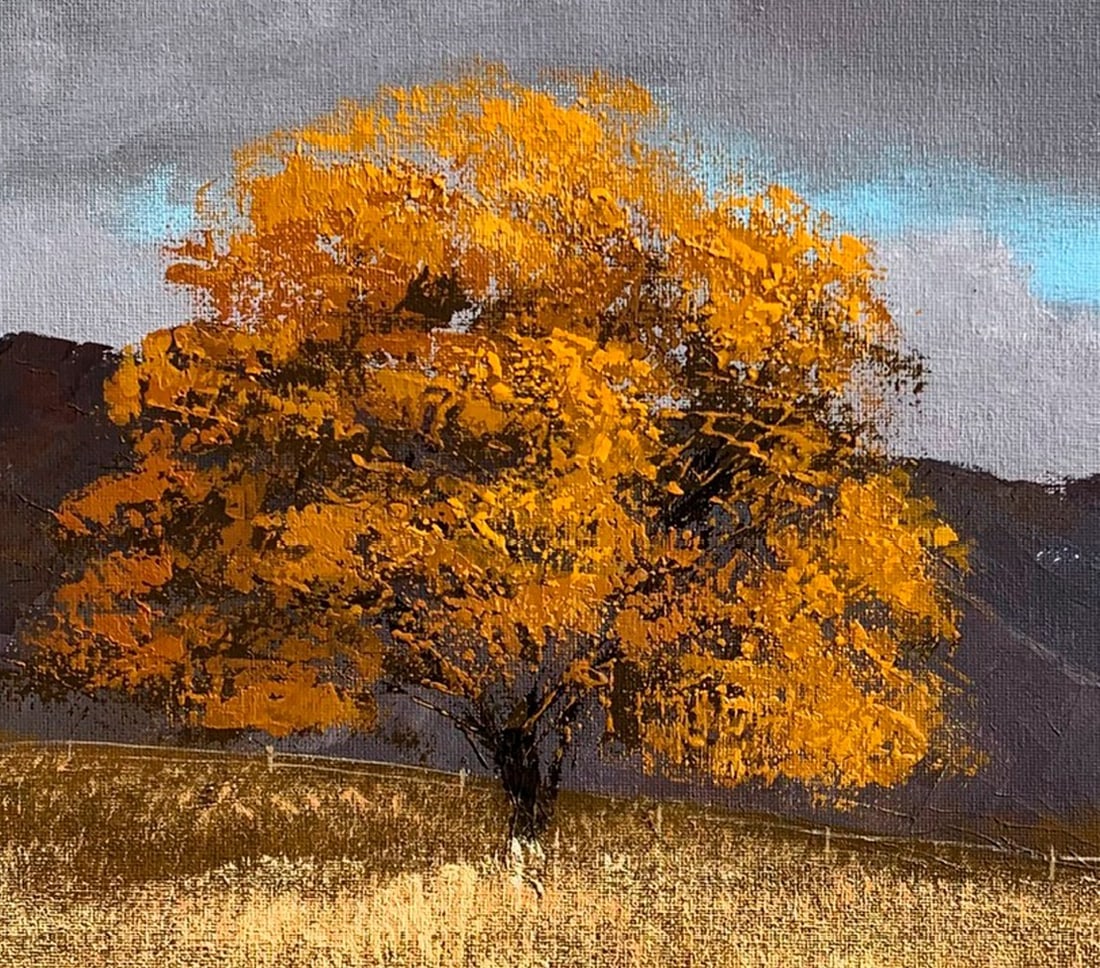 Oil painting Autumn tree Ukrainian painter - 7