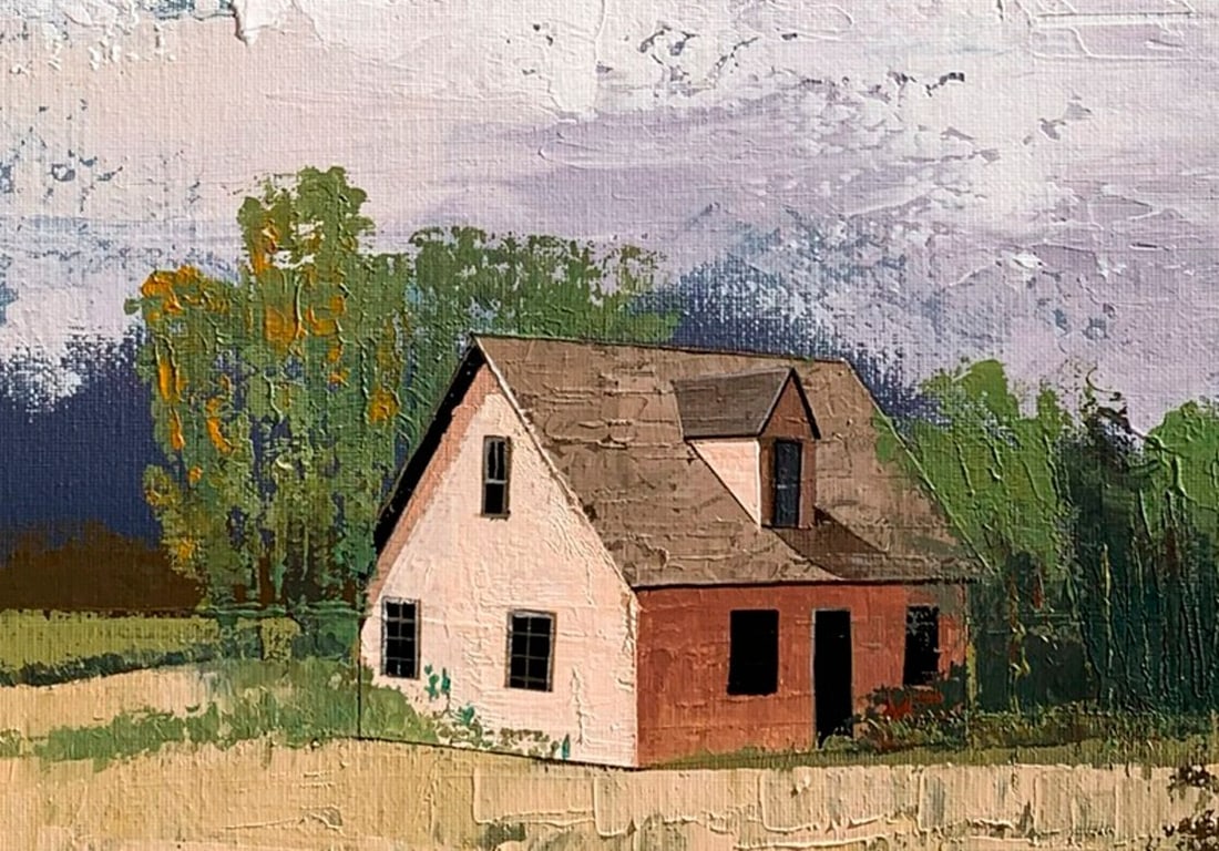 Oil painting House on the field Ukrainian painter - 8