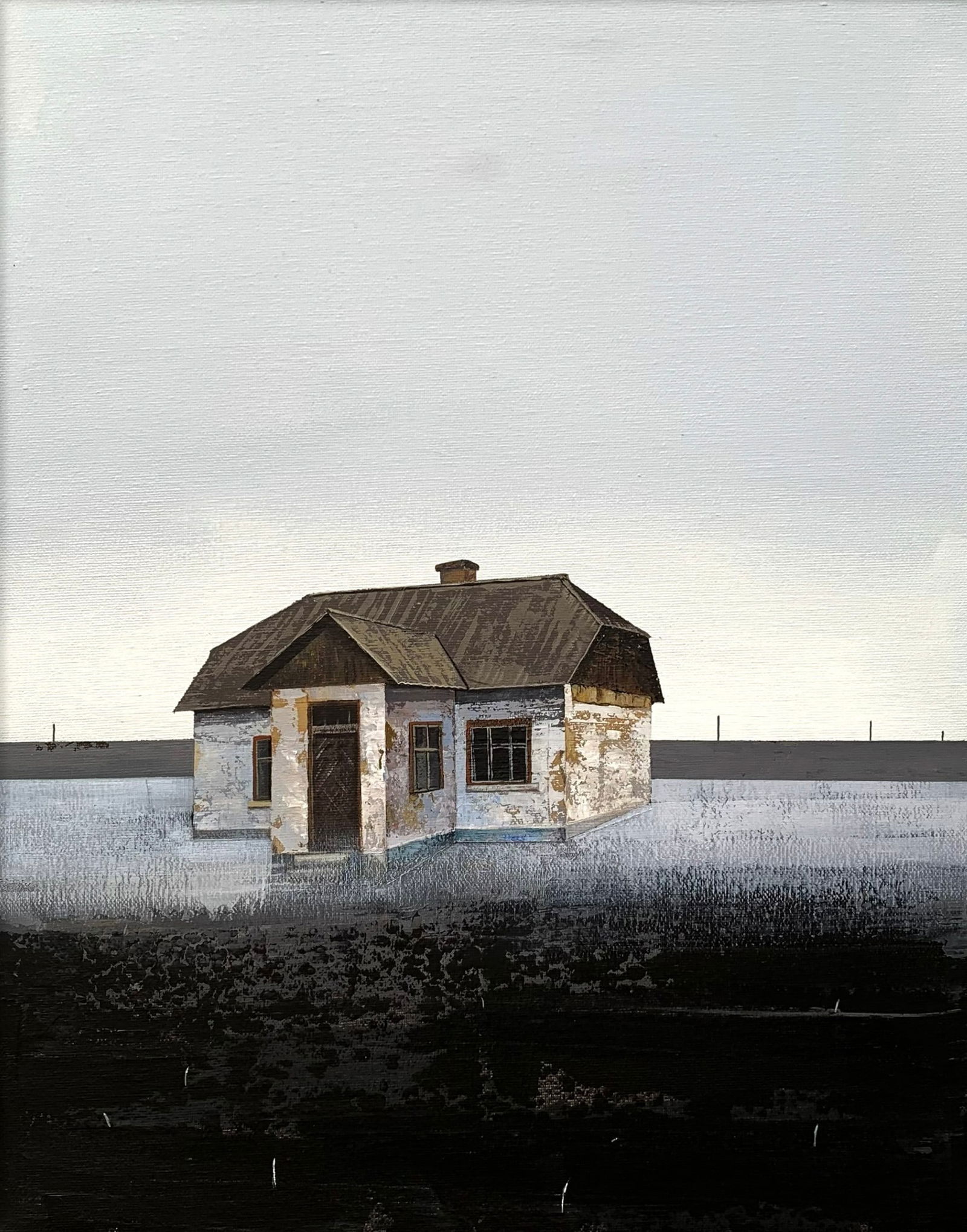 Oil painting Grey field Ukrainian painter: Title: Oil painting Grey field Ukrainian painter Description: 14Sh Painter: Ilona Sh. Size: 50x40 cm/ 19.7x15.75 inches Components: acrylic, canvas Original painting CONDITION: exellent ERA: 2025 ARTI