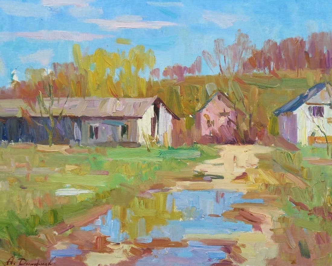 Oil painting After the rain Alex Ditriev: Title: Oil painting After the rain Alex Ditriev Description: 61AD Painter: Alex Ditriev Size: 60x80 cm/23.6x31.5 inches Components: oil, canvas Original painting from our collection ERA: Short