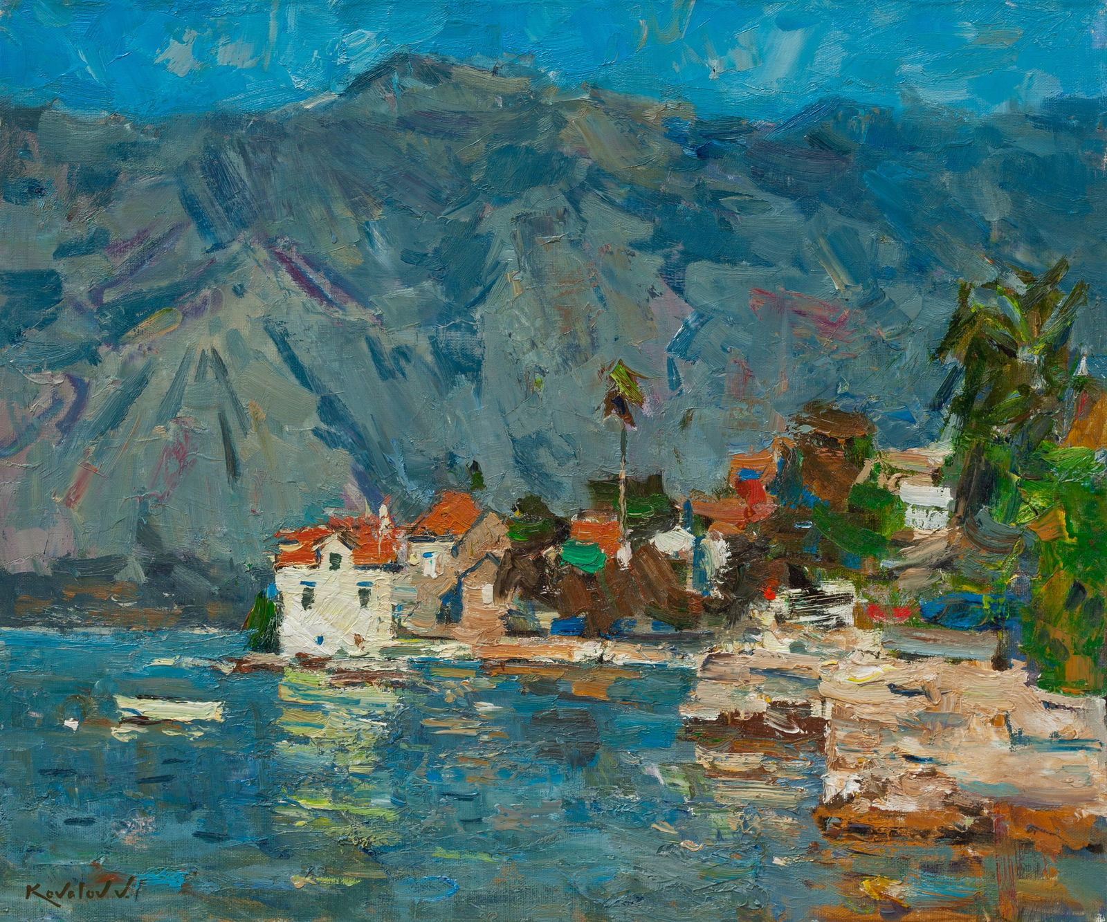 Oil painting Evening in Montenegro Ukrainian Artist (1 of 1)