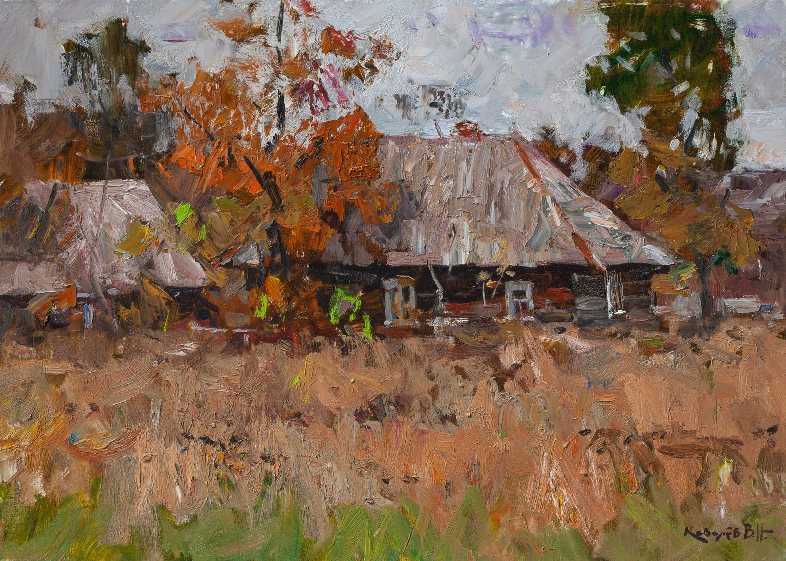 Oil painting Evening Ukrainian Artist: Title: Oil painting Evening Ukrainian Artist Description: 26KV Painter: Kovaliov V. Size: 50x70 cm/19.7x27.6 inches Components: oil, canvas Original painting from our collection ERA: 2012 Short