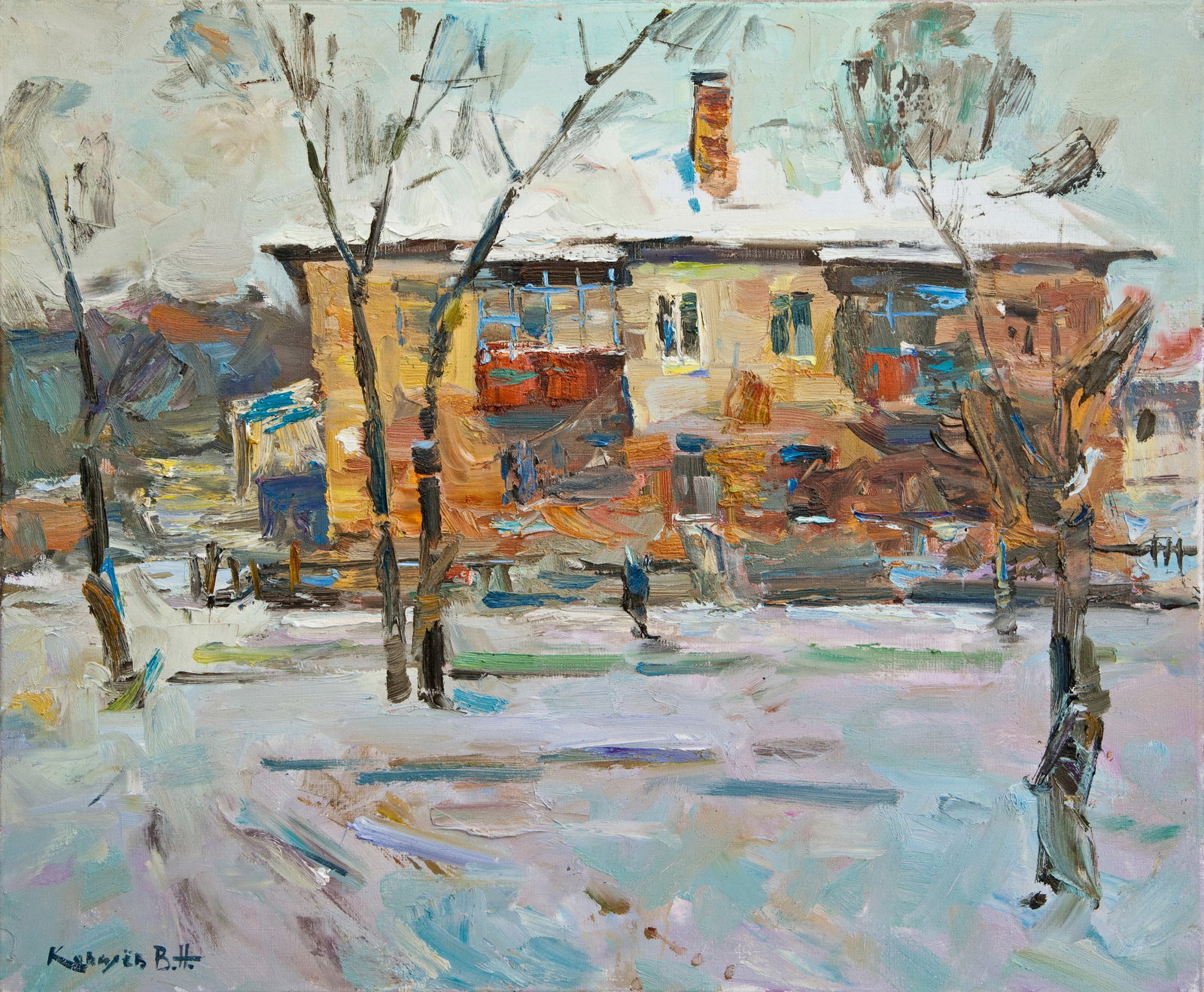 Oil painting Rodny yard Ukrainian Artist: Title: Oil painting Rodny yard Ukrainian Artist Description: 86KV Painter: Kovaliov V. Size: 50x60 cm/19.7x23.6 inches Components: oil, canvas Original painting from our collection ERA: 2011 Short
