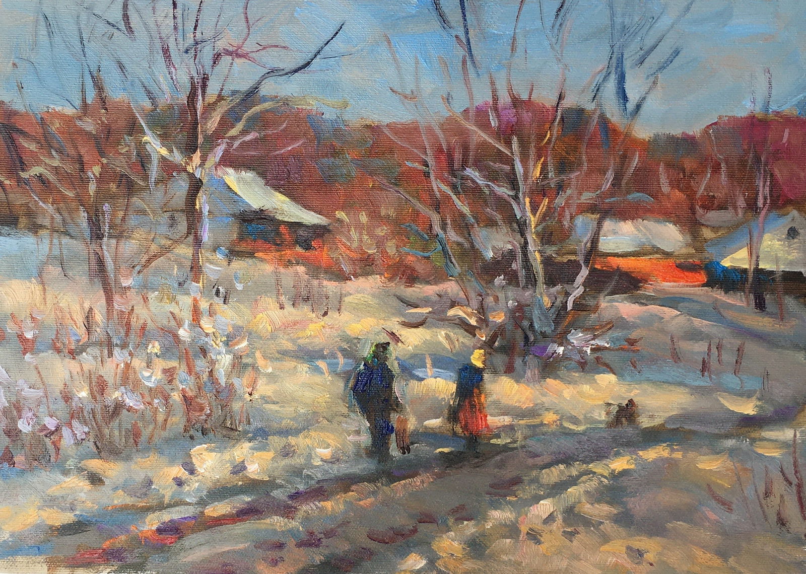 Oil painting Cold March Sergey Ivanovich Animov: Title: Oil painting Cold March Sergey Ivanovich Animov Description: 227DDD Painter: Sergey Ivanovich Animov Size: 27,5x39 cm/10,82x15,35 inches Components: canvas, oil Original painting from our