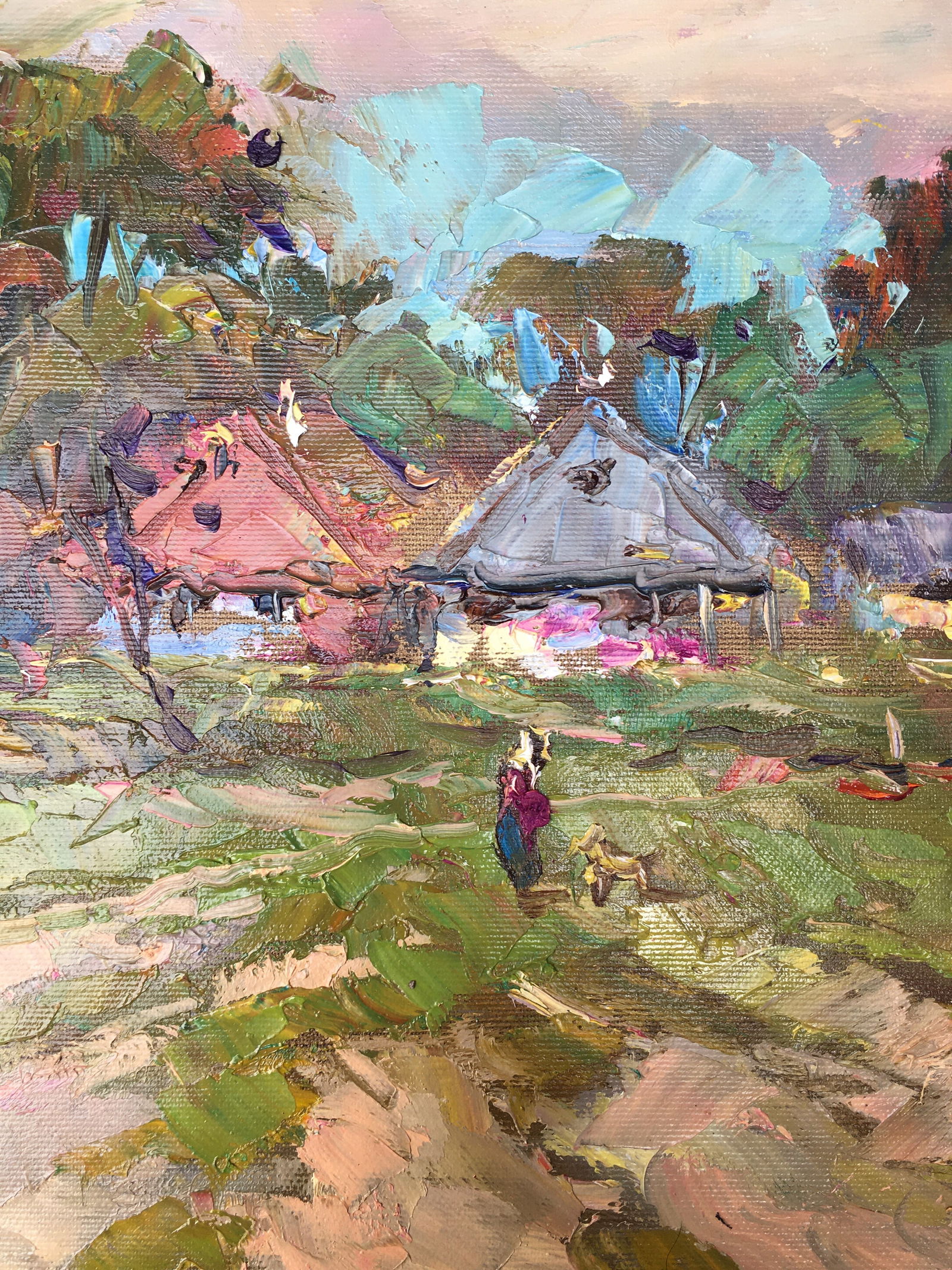 Oil painting Outside the village Sergey Ivanovich Animov - 5