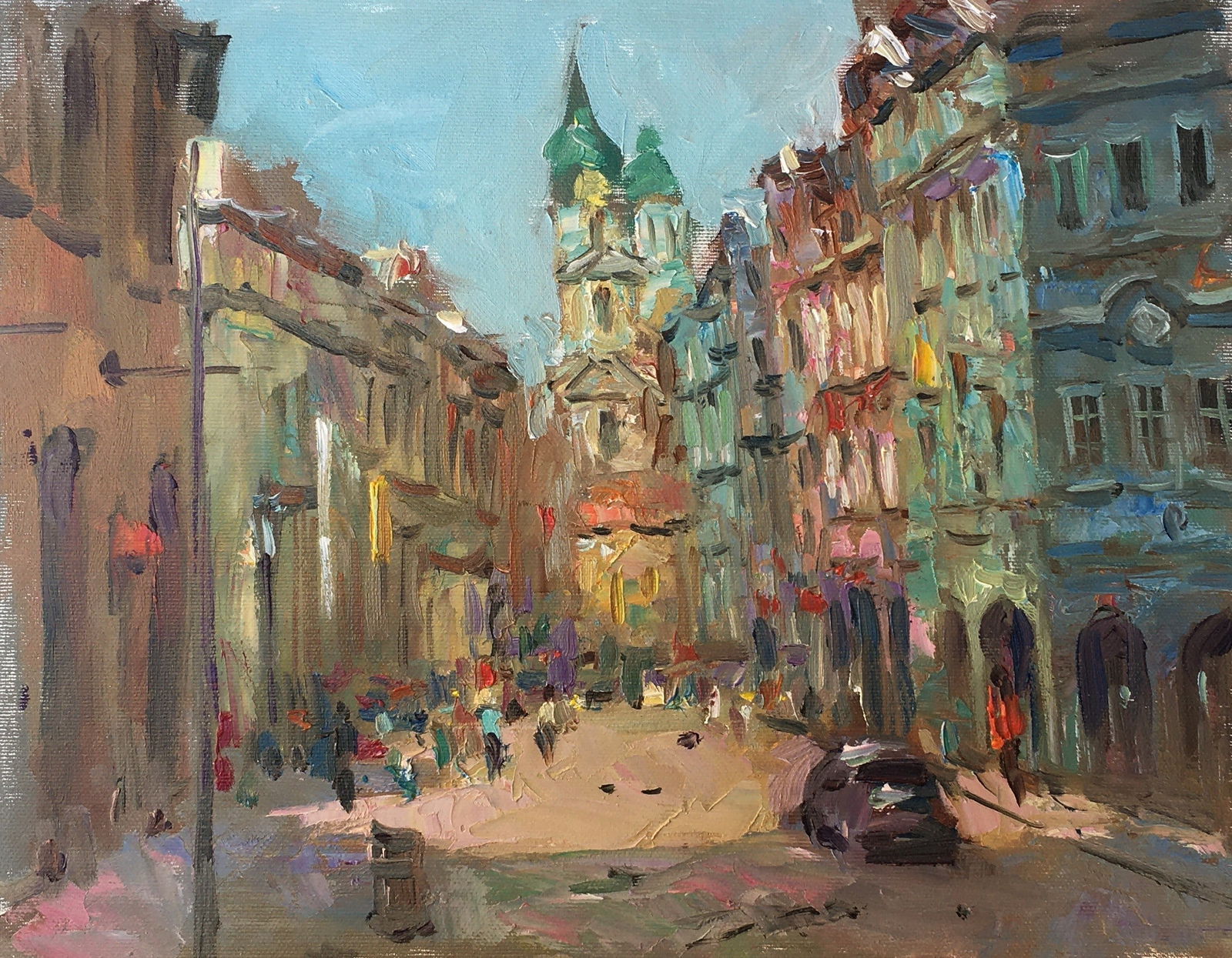 Oil painting Noisy street Sergey Ivanovich Animov: Title: Oil painting Noisy street Sergey Ivanovich Animov Description: 260DDD Painter: Sergey Ivanovich Animov Size: 27x35 cm/10,63x13,78 inches Components: canvas, oil Original painting from our colle