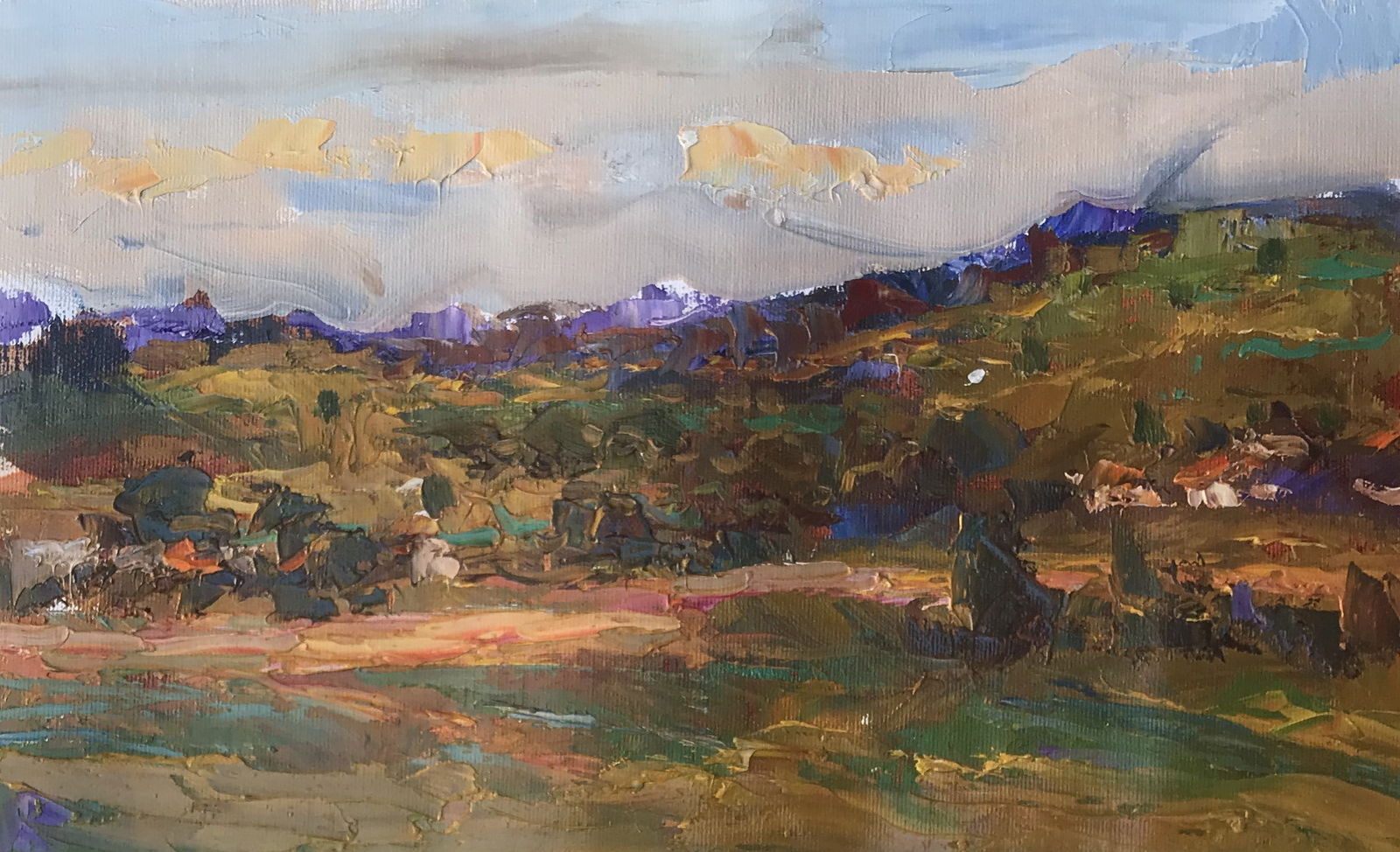 Oil painting Warm day Sergey Ivanovich Animov: Title: Oil painting Warm day Sergey Ivanovich Animov Description: 275DDD Painter: Sergey Ivanovich Animov Size: 22x33 cm/8,66x12,99 inches Components: canvas, oil Original painting from our collection