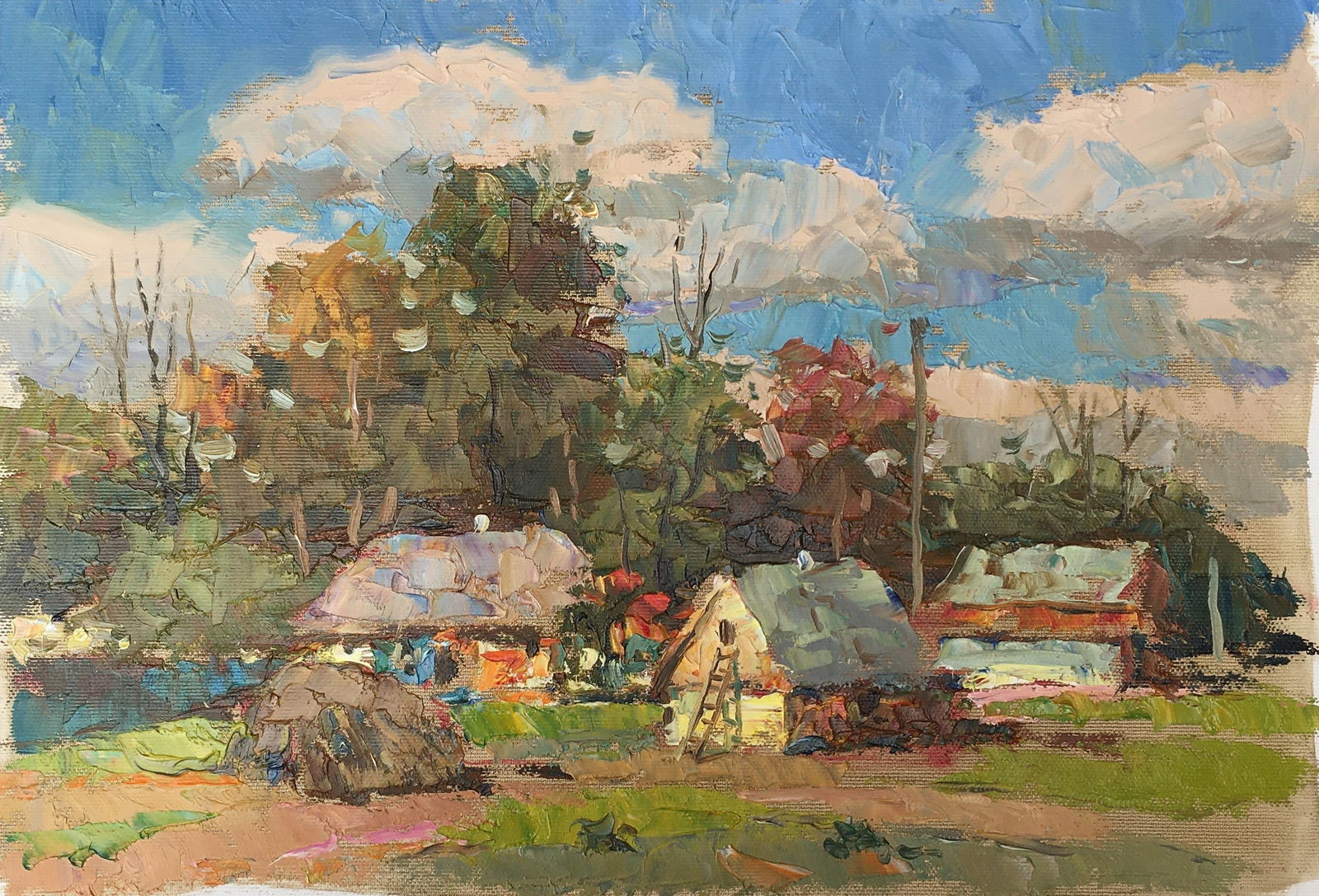 Oil painting Summer afternoon Sergey Ivanovich Animov: Title: Oil painting Summer afternoon Sergey Ivanovich Animov Description: 296DDD Painter: Sergey Ivanovich Animov Size: 26x38 cm/10,23x14,96 inches Components: canvas, oil Original painting from our
