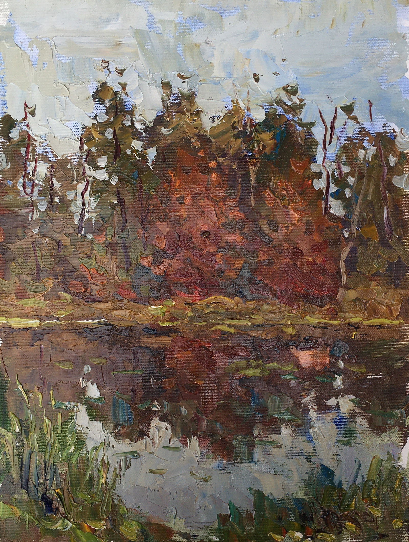 Oil painting Autumn forest Sergey Ivanovich Animov: Title: Oil painting Autumn forest Sergey Ivanovich Animov Description: 297DDD Painter: Sergey Ivanovich Animov Size: 27x37 cm/10,63x14,56 inches Components: canvas, oil Original painting from our
