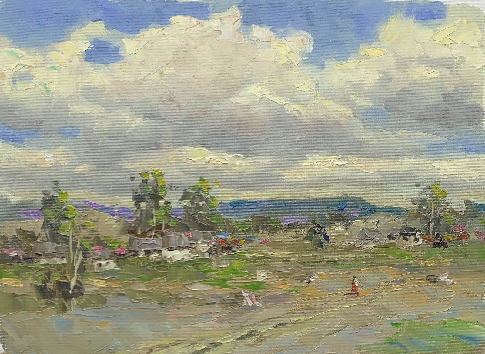 Oil painting Spring morning Sergey Ivanovich Animov: Title: Oil painting Spring morning Sergey Ivanovich Animov Description: 299DDD Painter: Sergey Ivanovich Animov Size: 26x35 cm/10,23x13,78 inches Components: canvas, oil Original painting from our