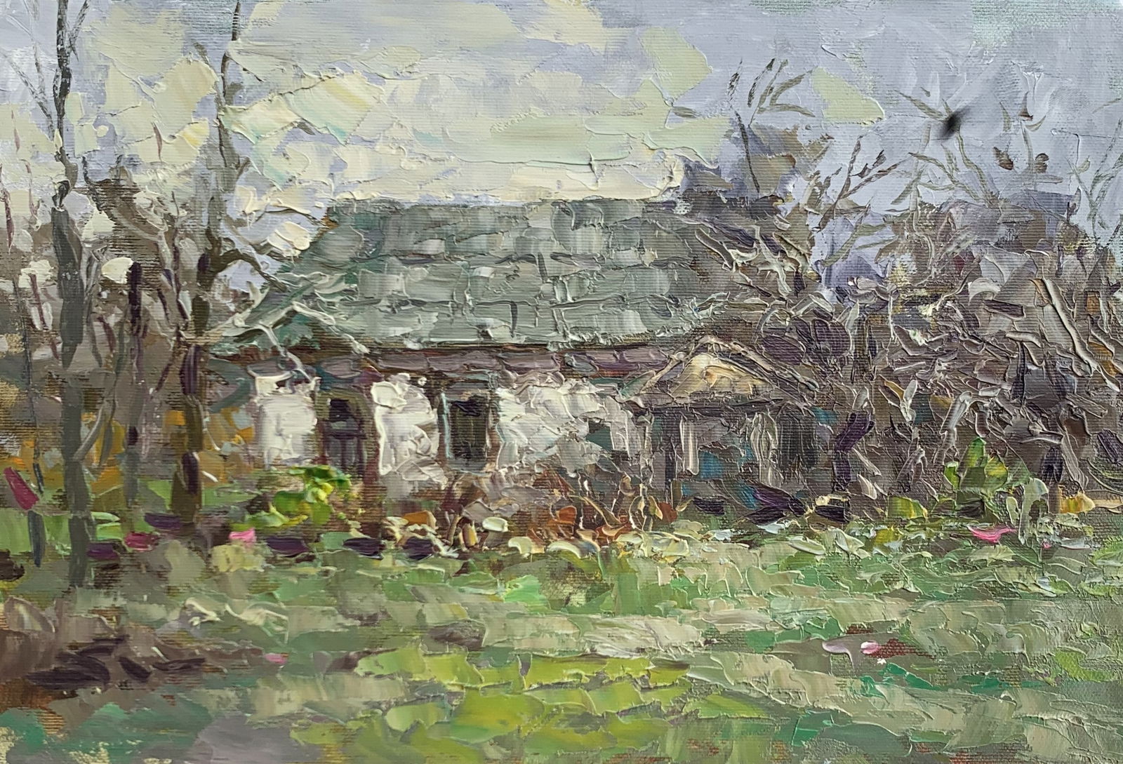 Oil painting Abandoned house Sergey Ivanovich Animov: Title: Oil painting Abandoned house Sergey Ivanovich Animov Description: 304DDD Painter: Sergey Ivanovich Animov Size: 26x38 cm/10,23x14,96 inches Components: canvas, oil Original painting from our