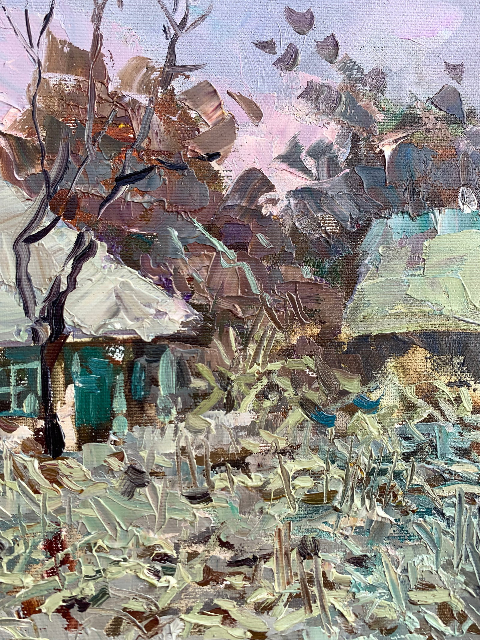 Oil painting Snowy yard Sergey Ivanovich Animov - 10