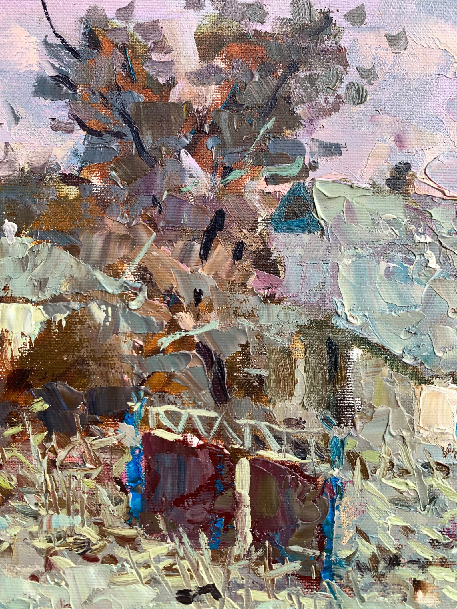 Oil painting Snowy yard Sergey Ivanovich Animov - 3