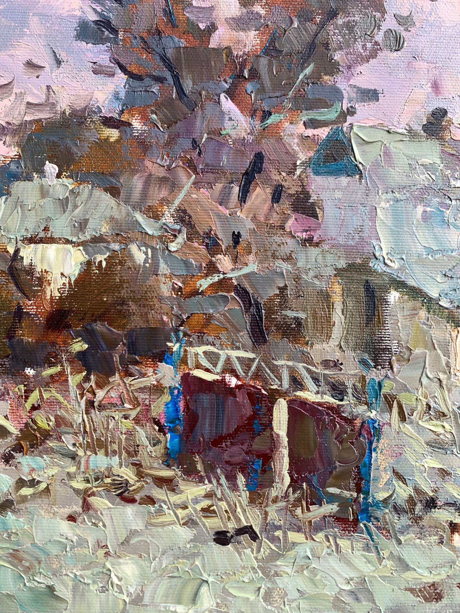 Oil painting Snowy yard Sergey Ivanovich Animov - 4