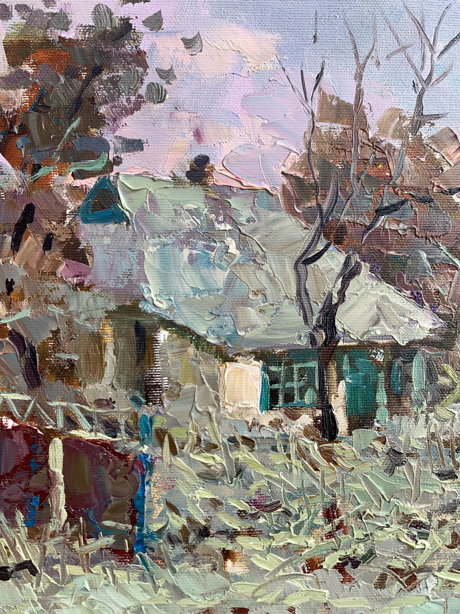 Oil painting Snowy yard Sergey Ivanovich Animov - 5