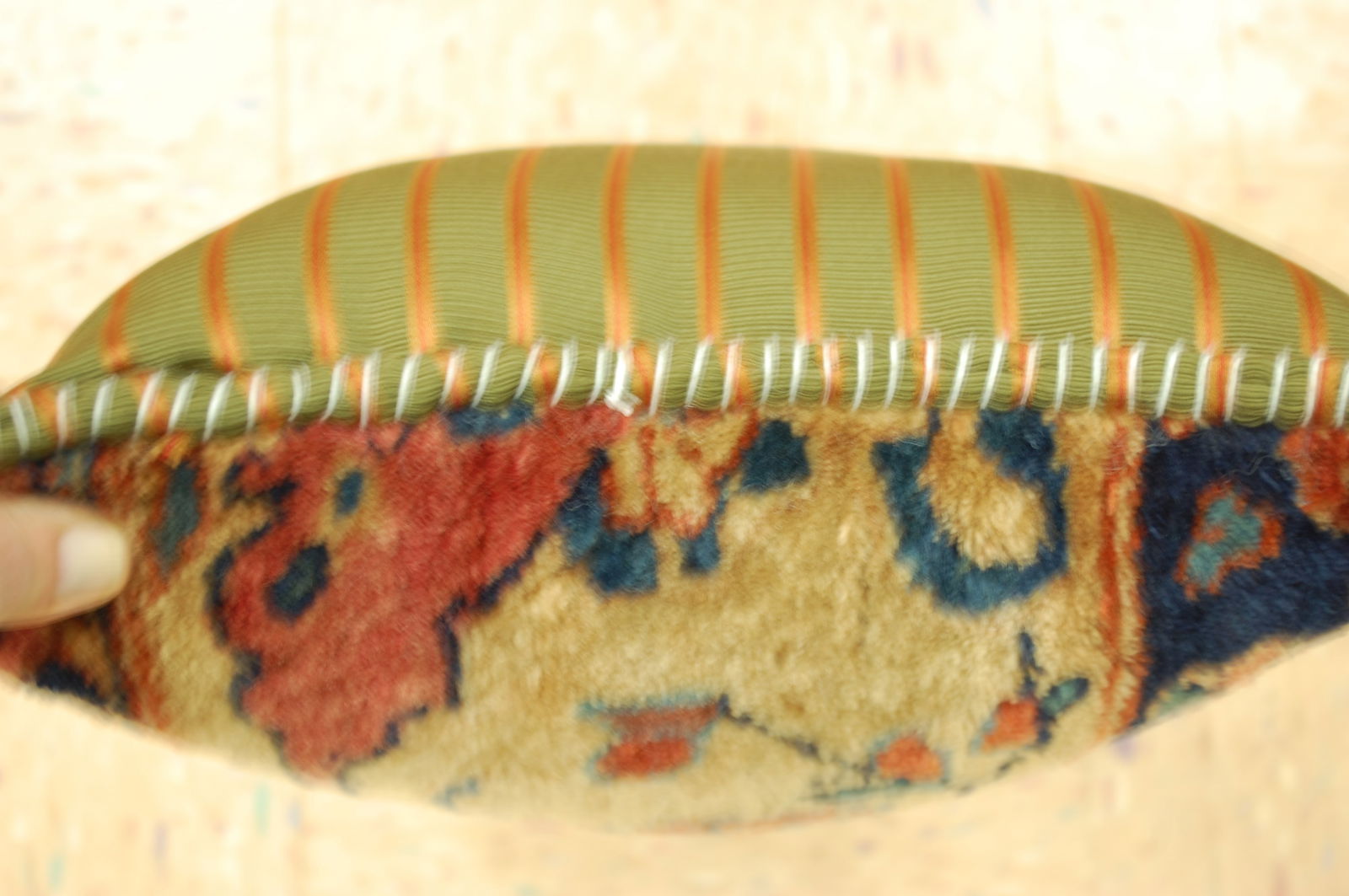 Hand-Made antique rug Pillow Cushion Rug 1'2" x 1' 8" - 3