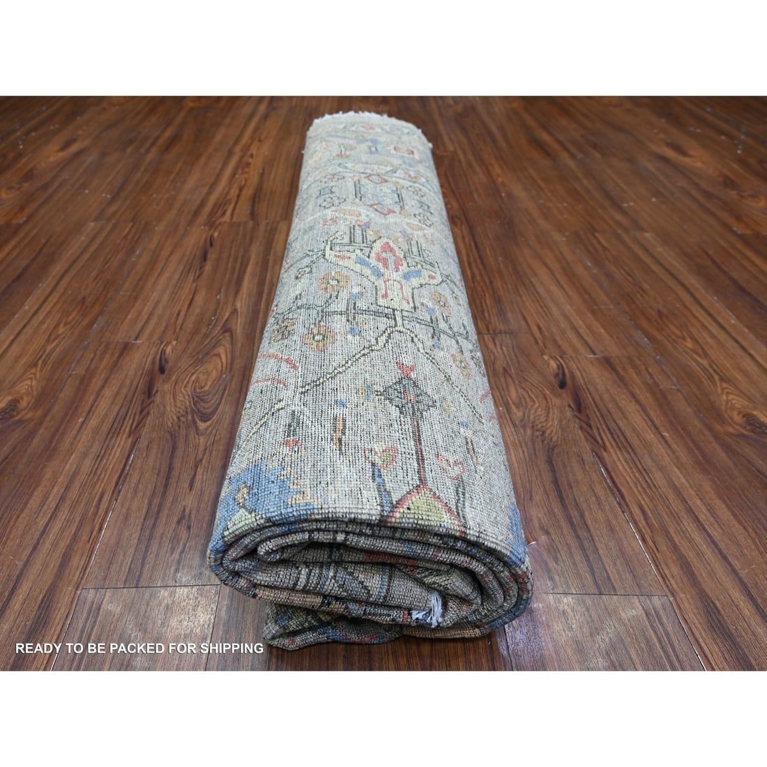 Gray Ziegler Mahal Hand Knotted Pure Wool Round Oriental Rug - 9