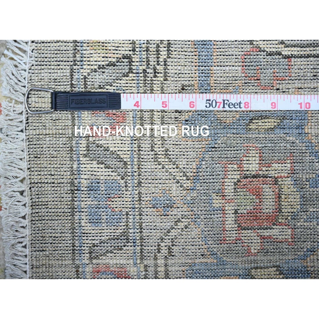 Gray Ziegler Mahal Hand Knotted Pure Wool Round Oriental Rug - 11