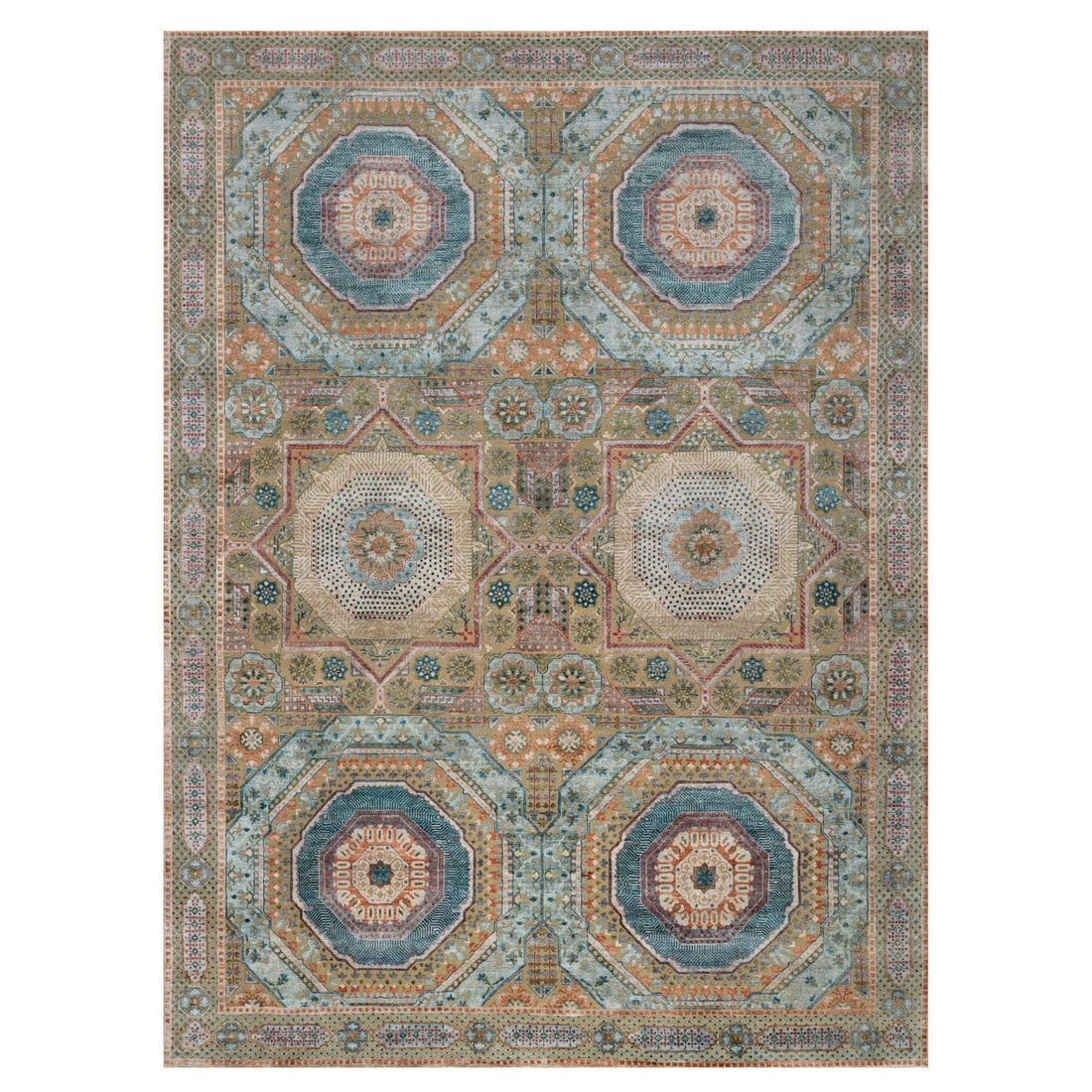 Wood Brown Denser Weave Mamluk Design Wool and Silk Hand Knotted Rug: Title: Wood Brown Denser Weave Mamluk Design Wool and Silk Hand Knotted RugDescription: This is a truly genuine one-of-a-kind. It has been Knotted for months and months in the centuries-old weaving