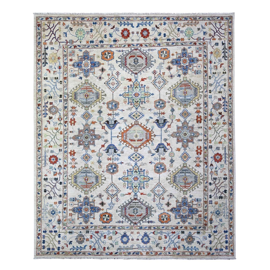 Gray Karajeh with All Over Geometric Design Hand Knotted Wool Rug (1 of 11)