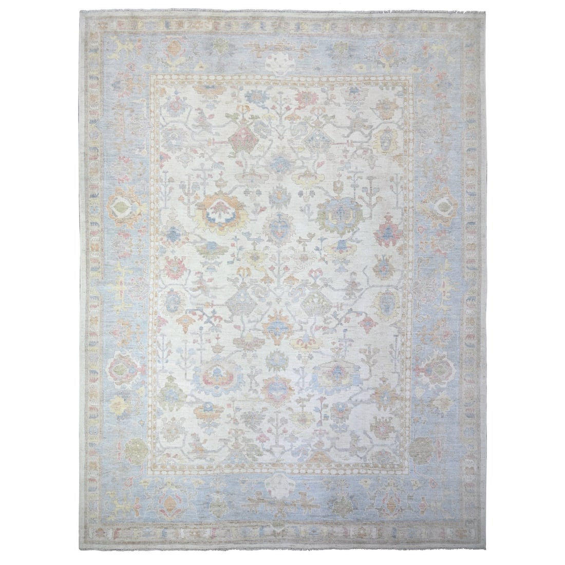 Ivory Afghan Angora Oushak Hand Knotted Wool Oversized Rug: Title: Ivory Afghan Angora Oushak Hand Knotted Wool Oversized RugDescription: This is a truly genuine one-of-a-kind. It has been Knotted for months and months in the centuries-old weaving
