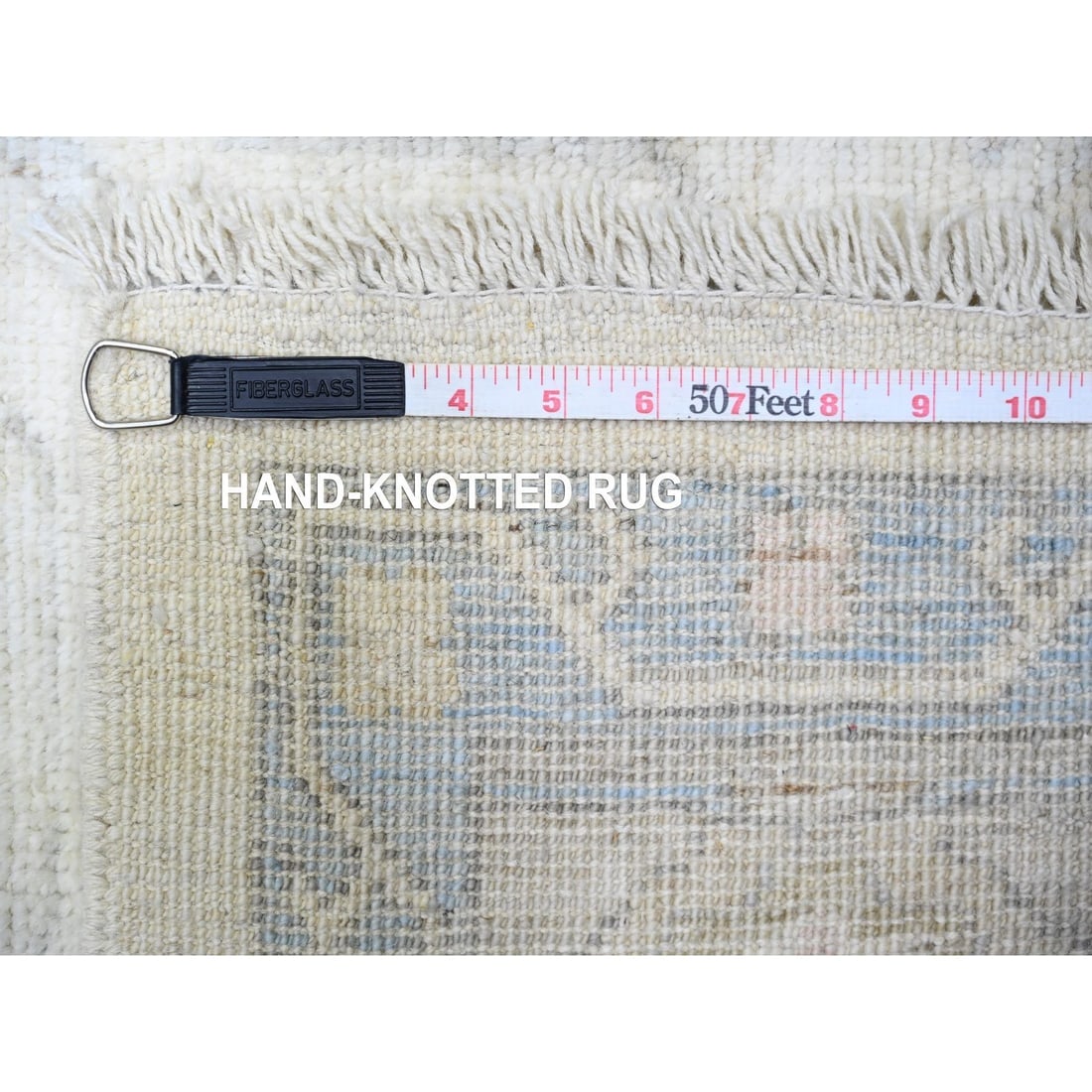 Daisy White Afghan Angora Oushak Motifs Velvety Soft Wool Oriental Rug - 11