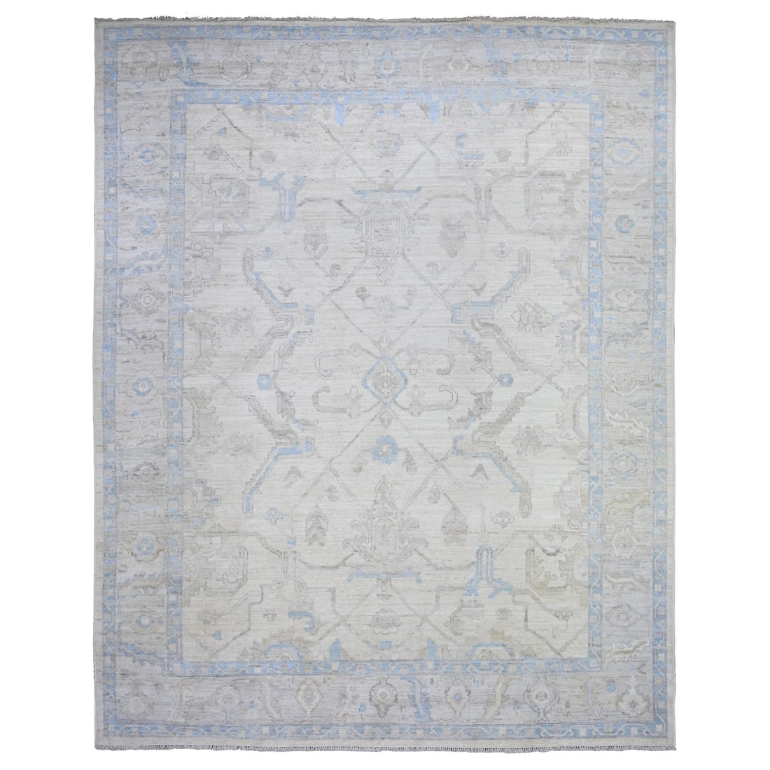 Daisy White Afghan Angora Oushak Motifs Velvety Soft Wool Oriental Rug: Title: Daisy White Afghan Angora Oushak Motifs Velvety Soft Wool Oriental Rug Description: This is a truly genuine one-of-a-kind. It has been Knotted for months and months in the centuries-old weaving