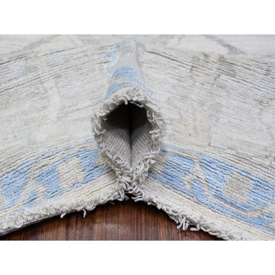 Daisy White Afghan Angora Oushak Motifs Velvety Soft Wool Oriental Rug - 5