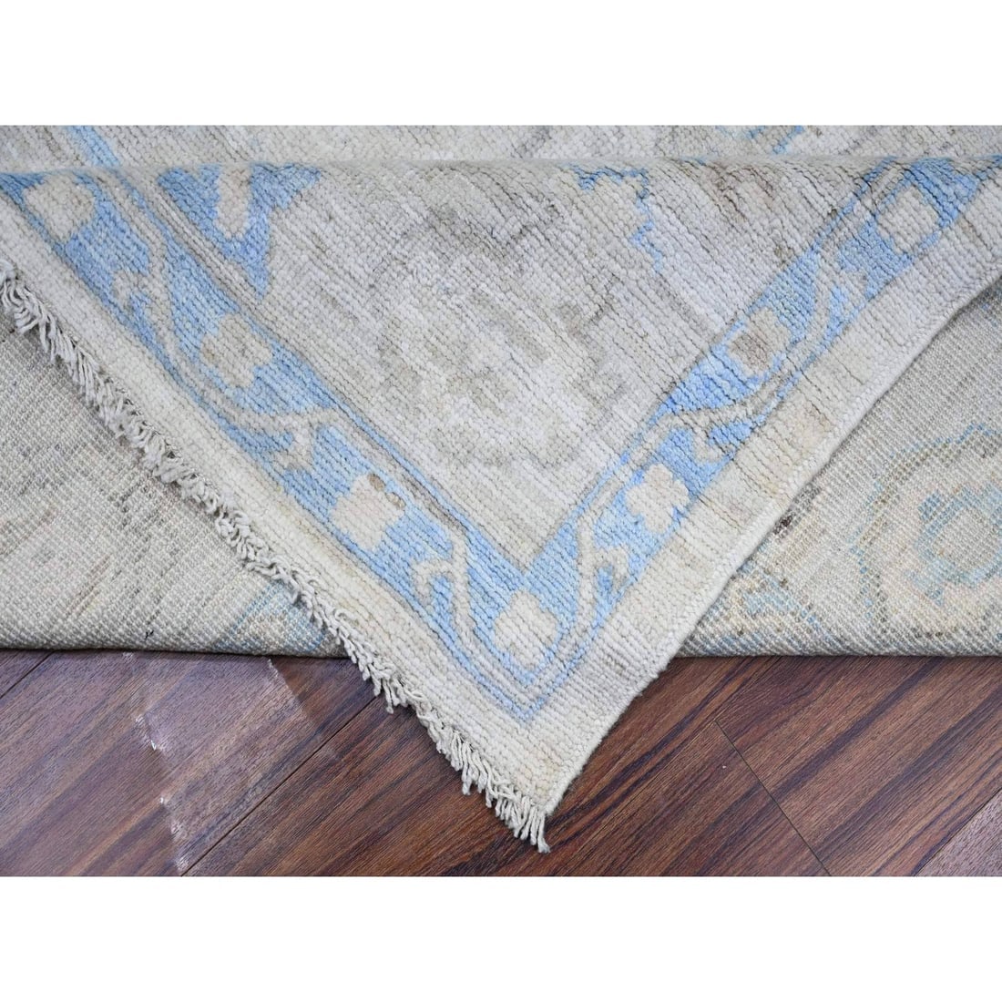 Daisy White Afghan Angora Oushak Motifs Velvety Soft Wool Oriental Rug - 6