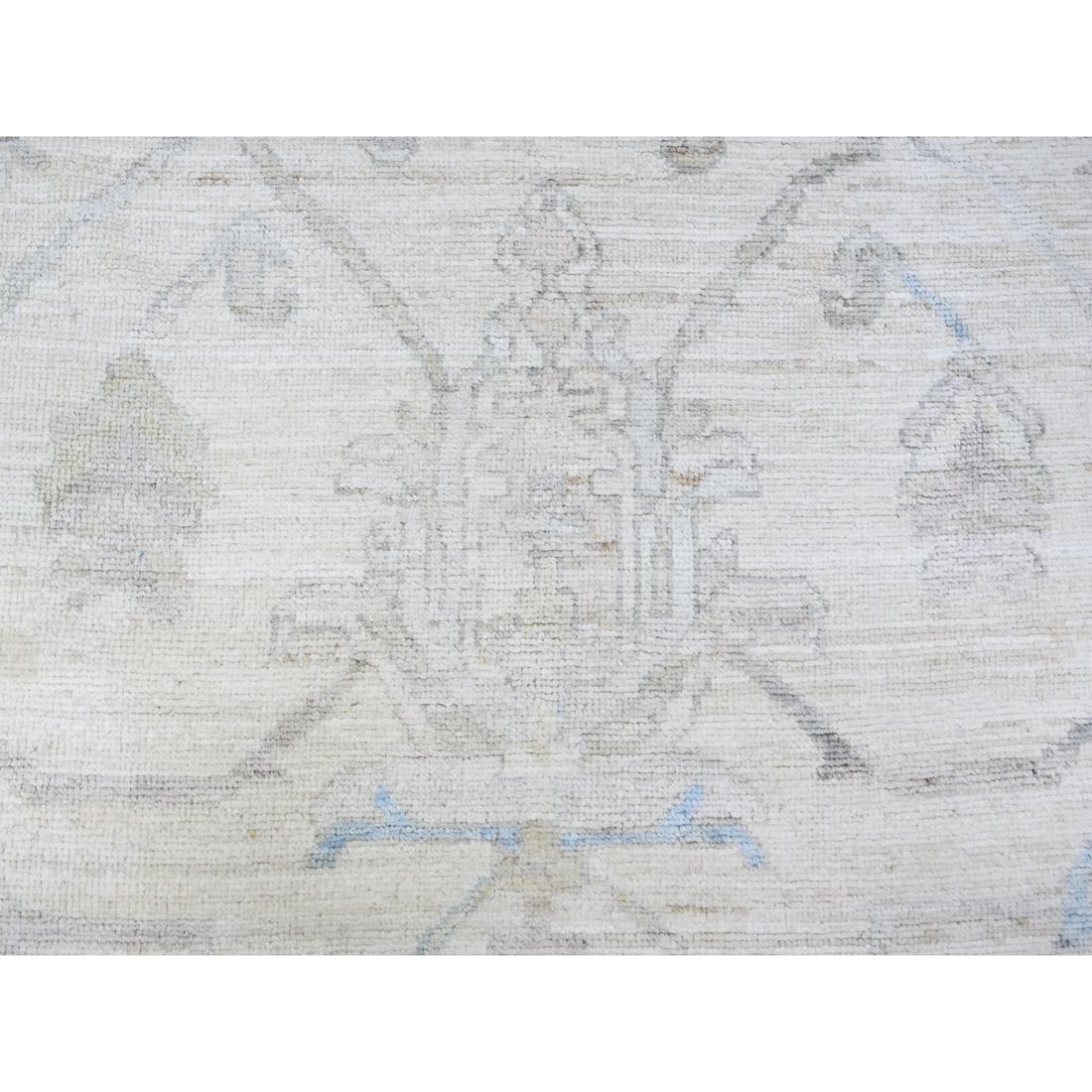 Daisy White Afghan Angora Oushak Motifs Velvety Soft Wool Oriental Rug - 8