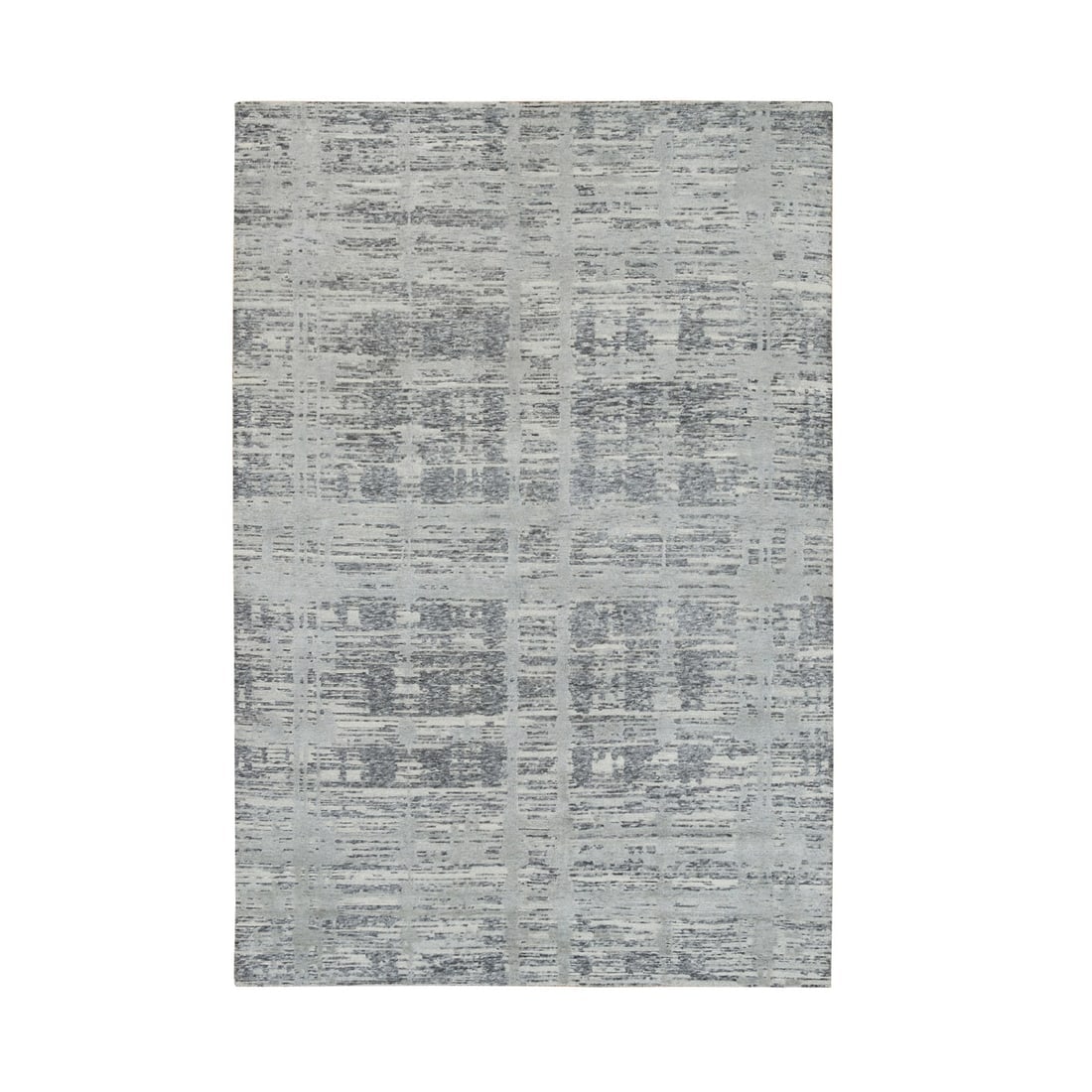 Dark Grey Hand Knotted Modern Design Undyed Natural Wool Oriental Rug (1 of 11)