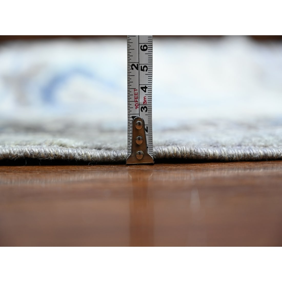 Magnetic Gray Fine Peshawar Heris Hand Knotted All Wool Square Rug - 10