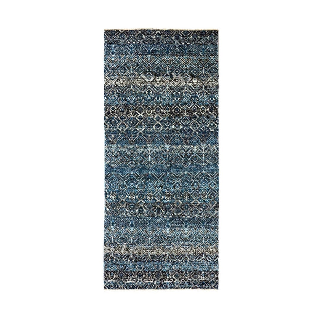Stiffkey Blue Kohinoor Herat Diamond Pattern Hand Knotted Runner Rug: Title: Stiffkey Blue Kohinoor Herat Diamond Pattern Hand Knotted Runner RugDescription: This is a truly genuine one-of-a-kind. It has been Knotted for months and months in the centuries-old weaving