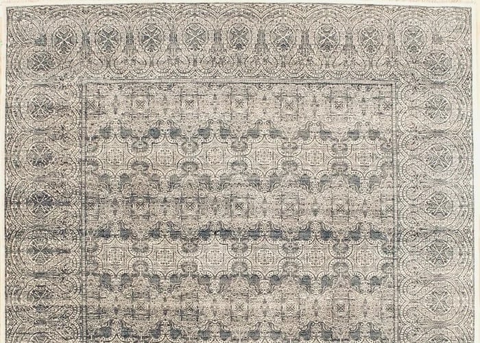 Hand Knotted Indo-Heriz Black Wool Geometric Oriental Area Rug 10'1" x 14'3" - 4