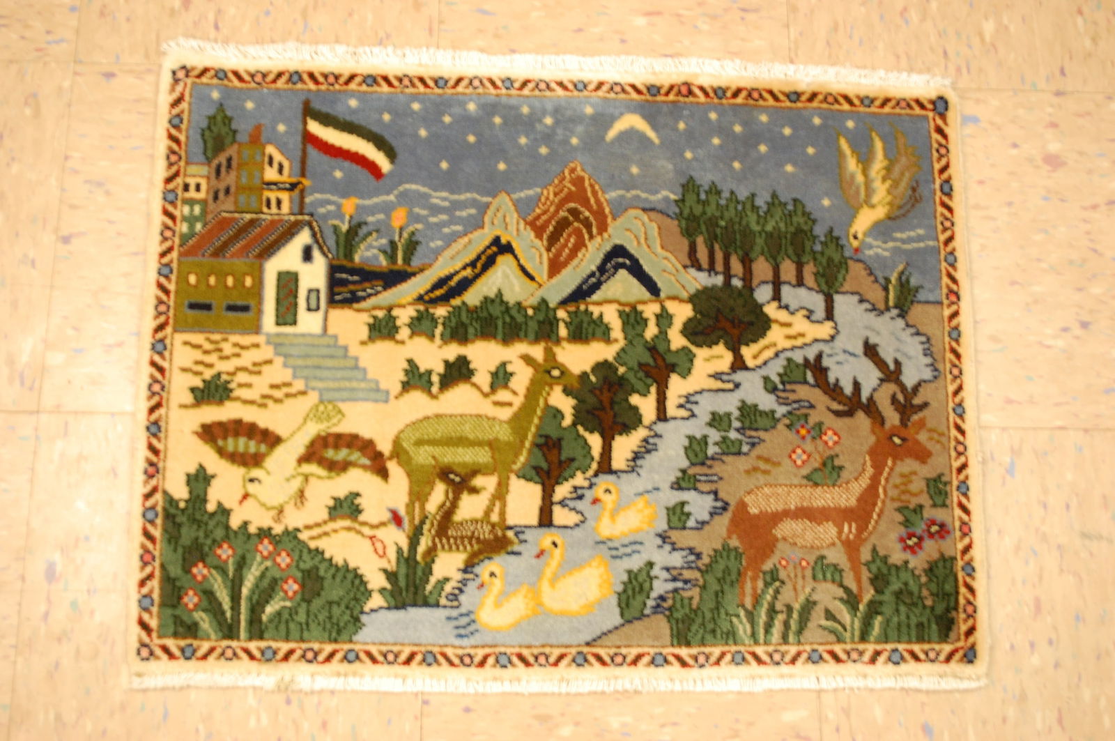 PERSIAN KAESHAN RUG ,1'8"x2'2": Title: PERSIAN KAESHAN RUG ,1'8"x2'2" Description:OLD,ANTIQUE FINE HIGH KPSI DETAILED Persian KASHAN ORIENTAL RUG .........KORK WOOL.......size is a unique 1'8" x 2'2"