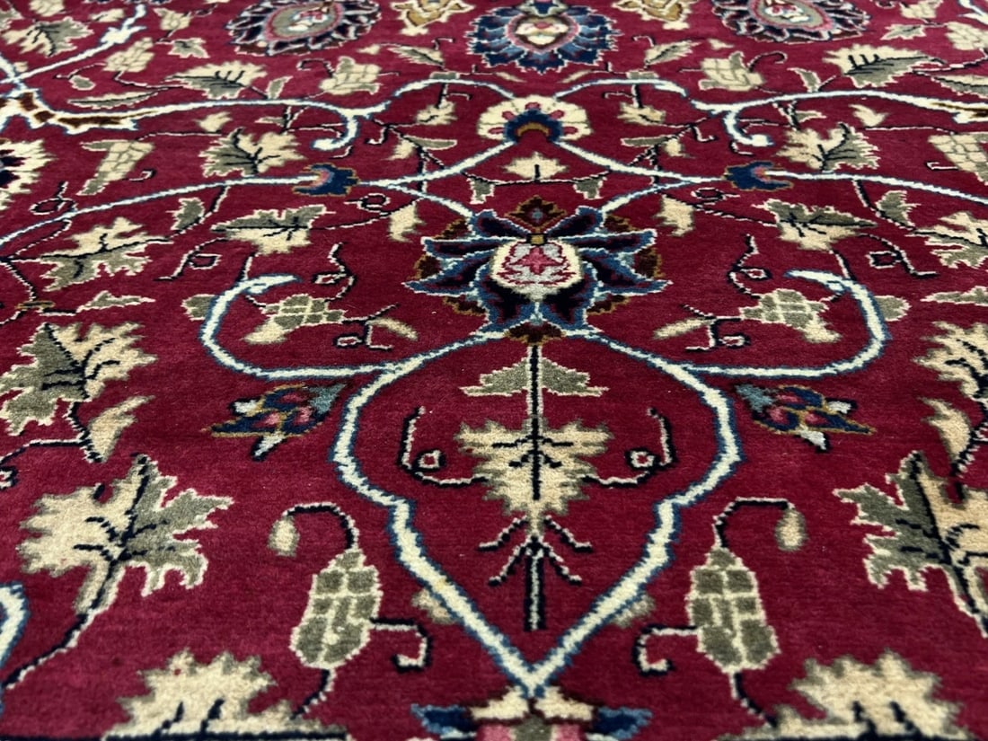Hand Knotted Persian Kashmar Rug Magenta Red Wool 9'10" x 12'9" Area Carpet - 7
