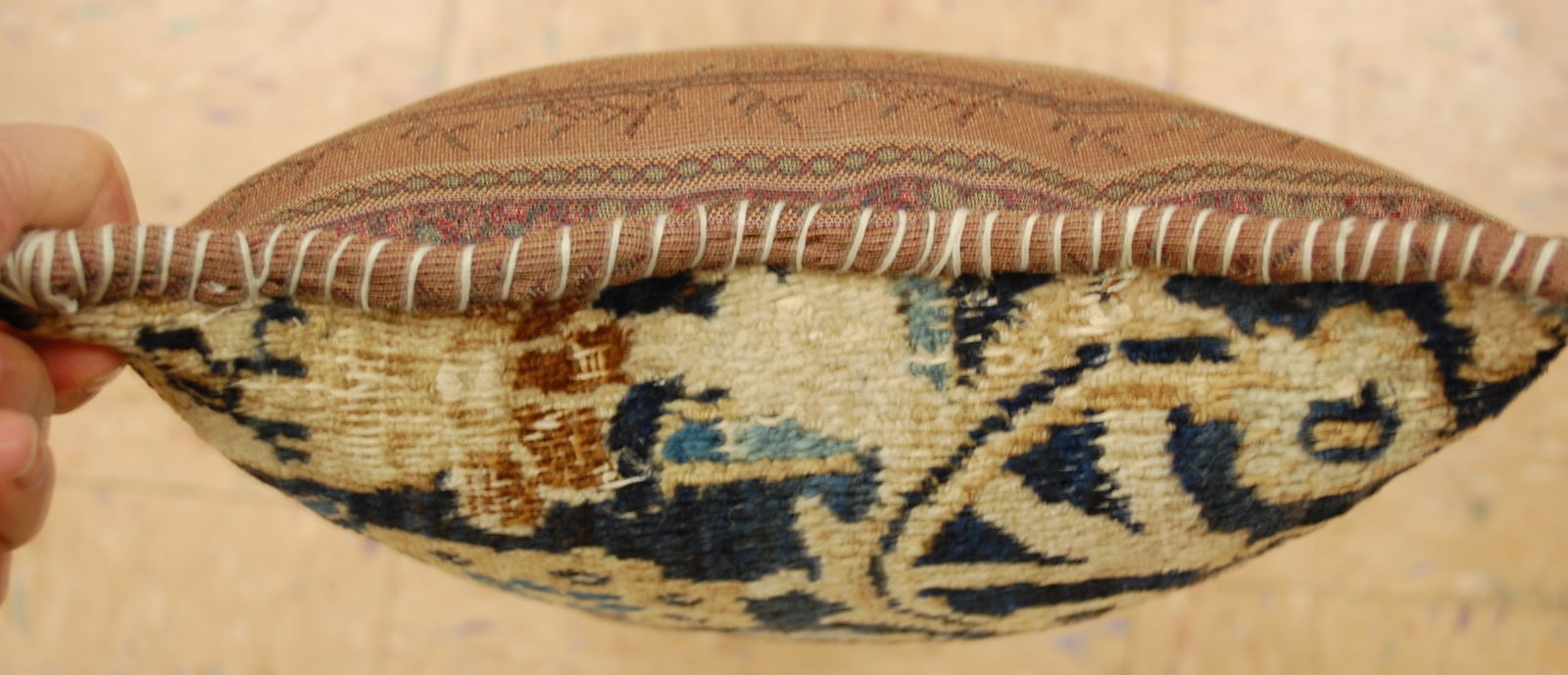 Hand-Made antique rug Pillow Cushion Rug 1'2" x 1' 8" - 4