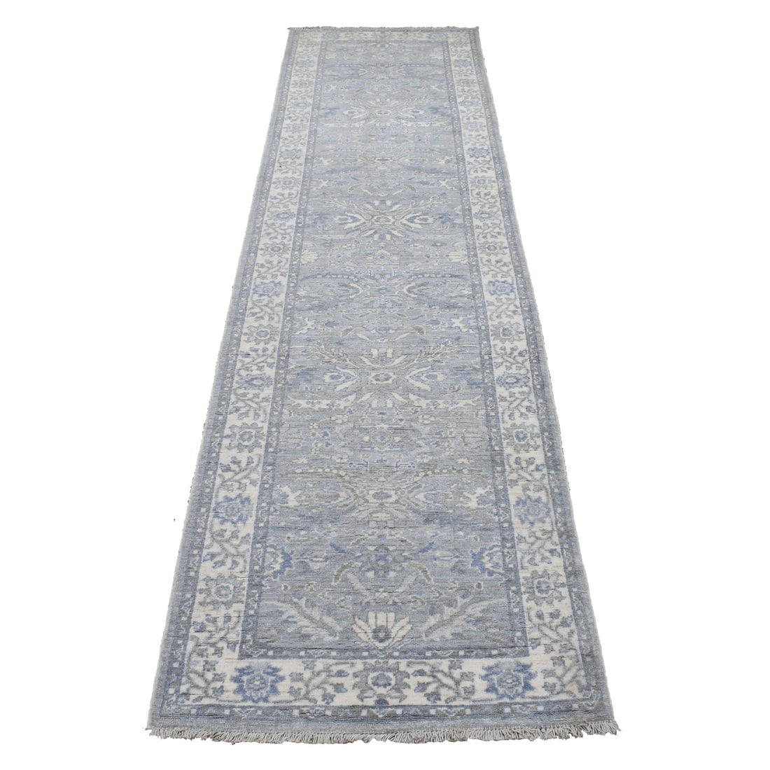 Hand Knotted Gray Afghan Peshawar with All Over Heriz Design Wool Rug (1 of 6)