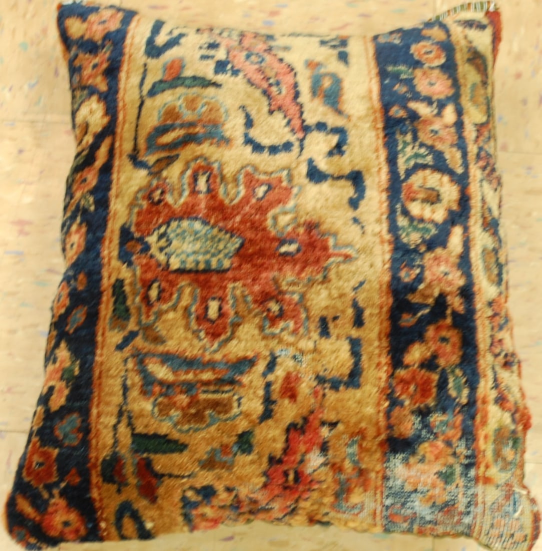 Hand-Made antique rug Pillow Cushion Rug 1'2" x 1' 8" - 5