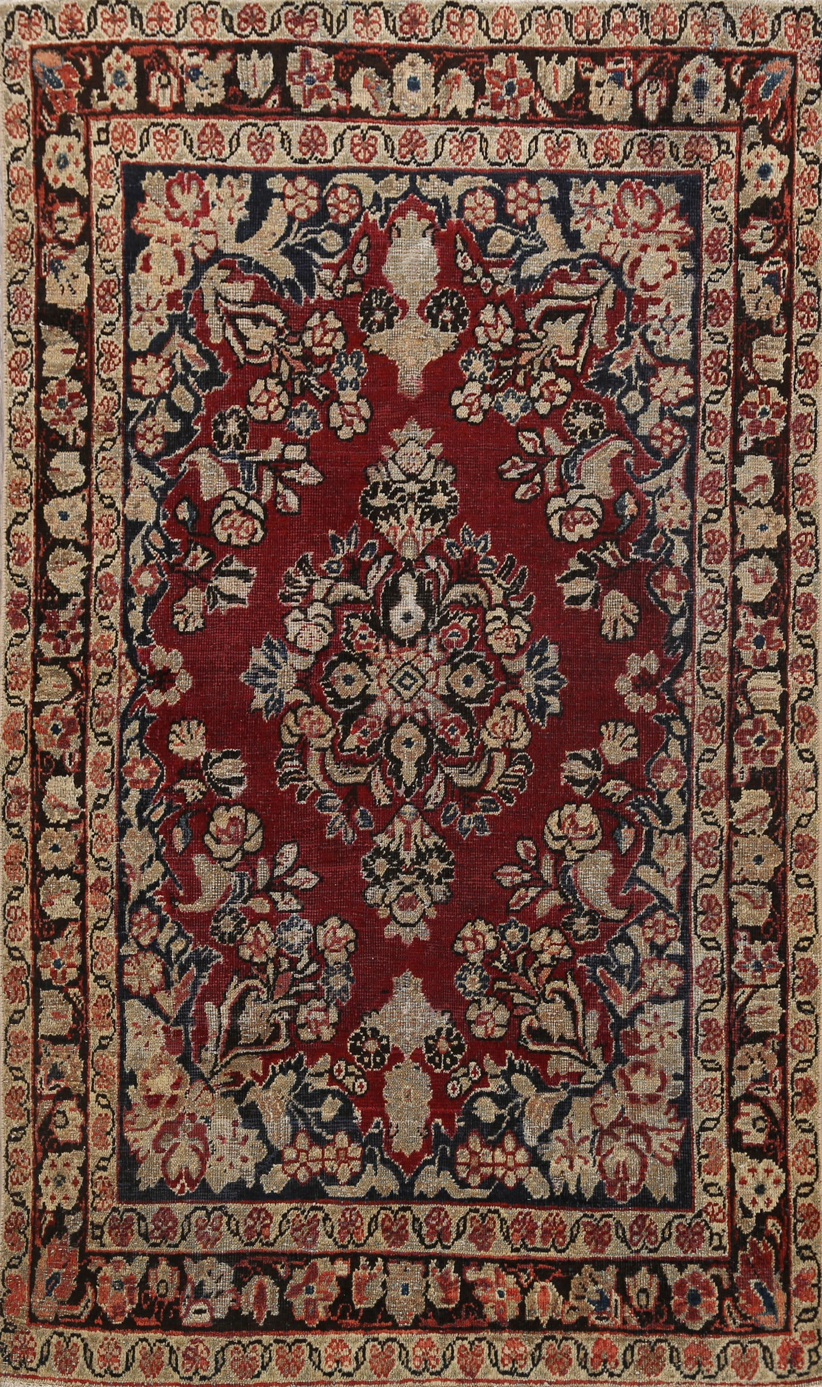 Handmade vintage Persian Hamadan rug 1.9' x 3.2' (60cm x 98cm) 1970s (1 of 20)