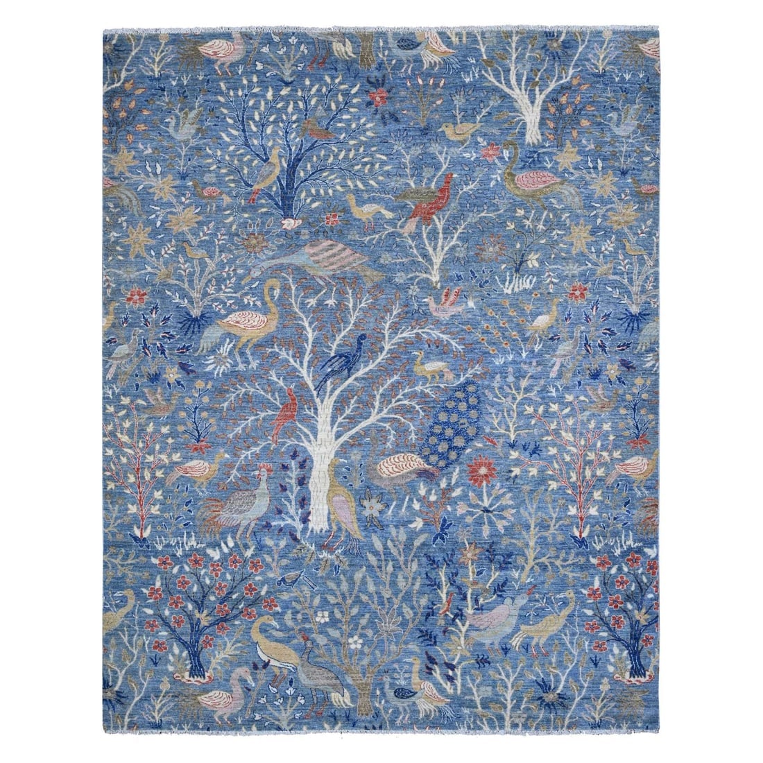 Periwinkle Blue Afghan Peshawar Natural Wool Hand Knotted Oriental Rug: Title: Periwinkle Blue Afghan Peshawar Natural Wool Hand Knotted Oriental RugDescription: This is a truly genuine one-of-a-kind. It has been Knotted for months and months in the centuries-old weaving