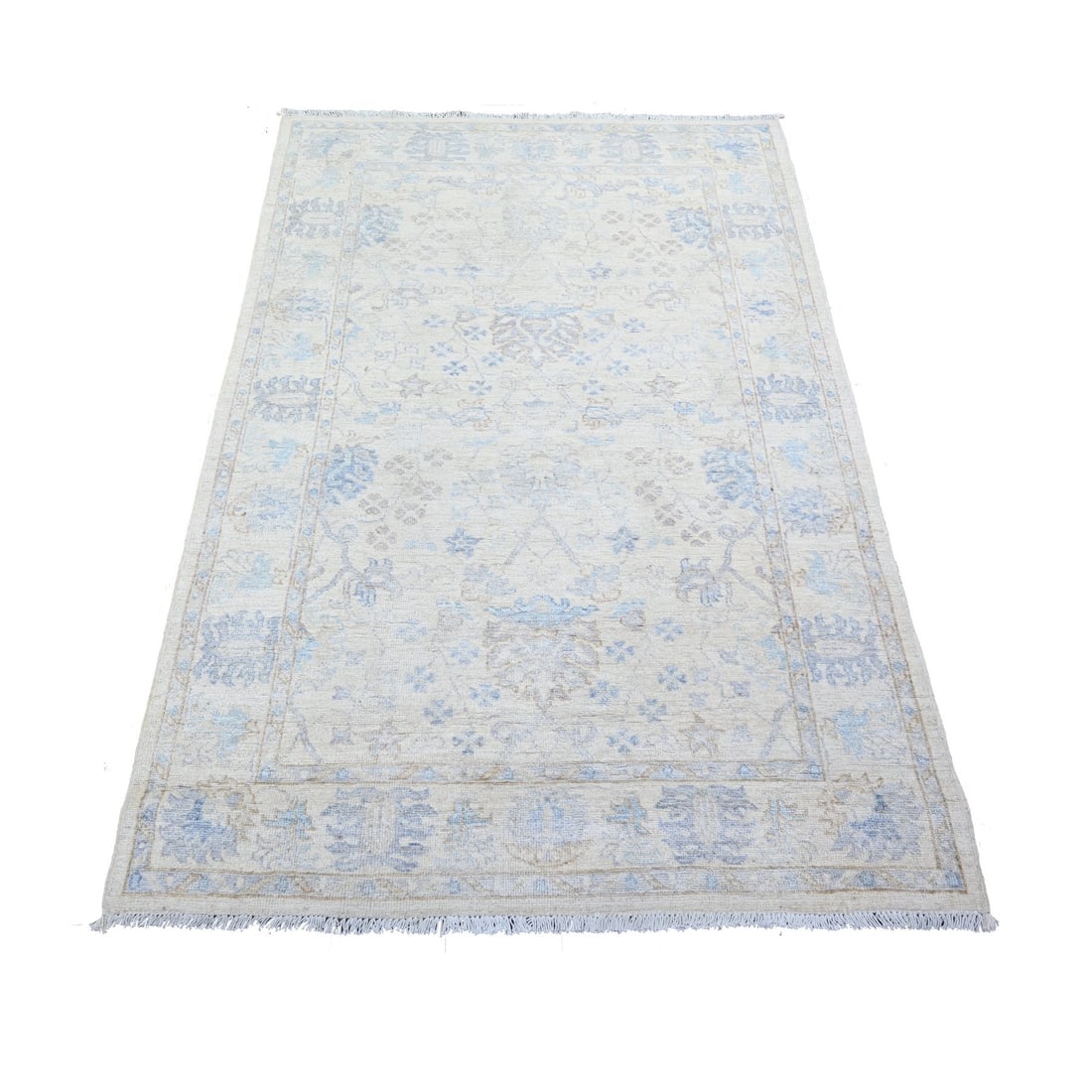 Broken White Peshawar Washed Out Faded Colors Hand Knotted Rug: Title: Broken White Peshawar Washed Out Faded Colors Hand Knotted RugDescription: This is a truly genuine one-of-a-kind. It has been Knotted for months and months in the centuries-old weaving