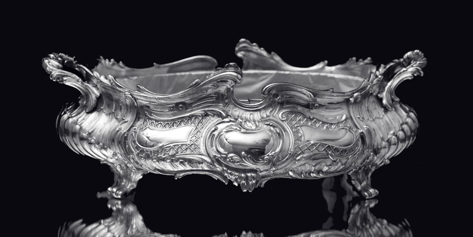 French: 2pc. Antique 19th Century Silver Plate Table Centerpiece, Excellent Condition, Rocaille - 4