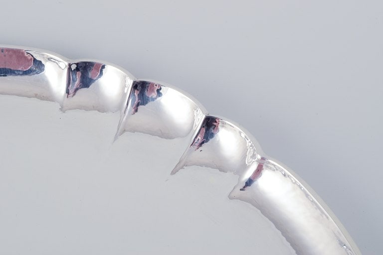 Georg Jensen, large silver tray in sterling silver. - 4