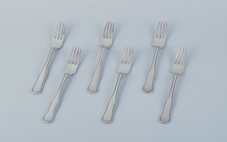 Georg Jensen Old Danish, a set of six lunch forks in sterling silver.: Title:Georg Jensen Old Danish, a set of six lunch forks in sterling silver.Description:Georg Jensen Old Danish, a set of six lunch forks in sterling silver. Stamped with post 1944 hallmark. In